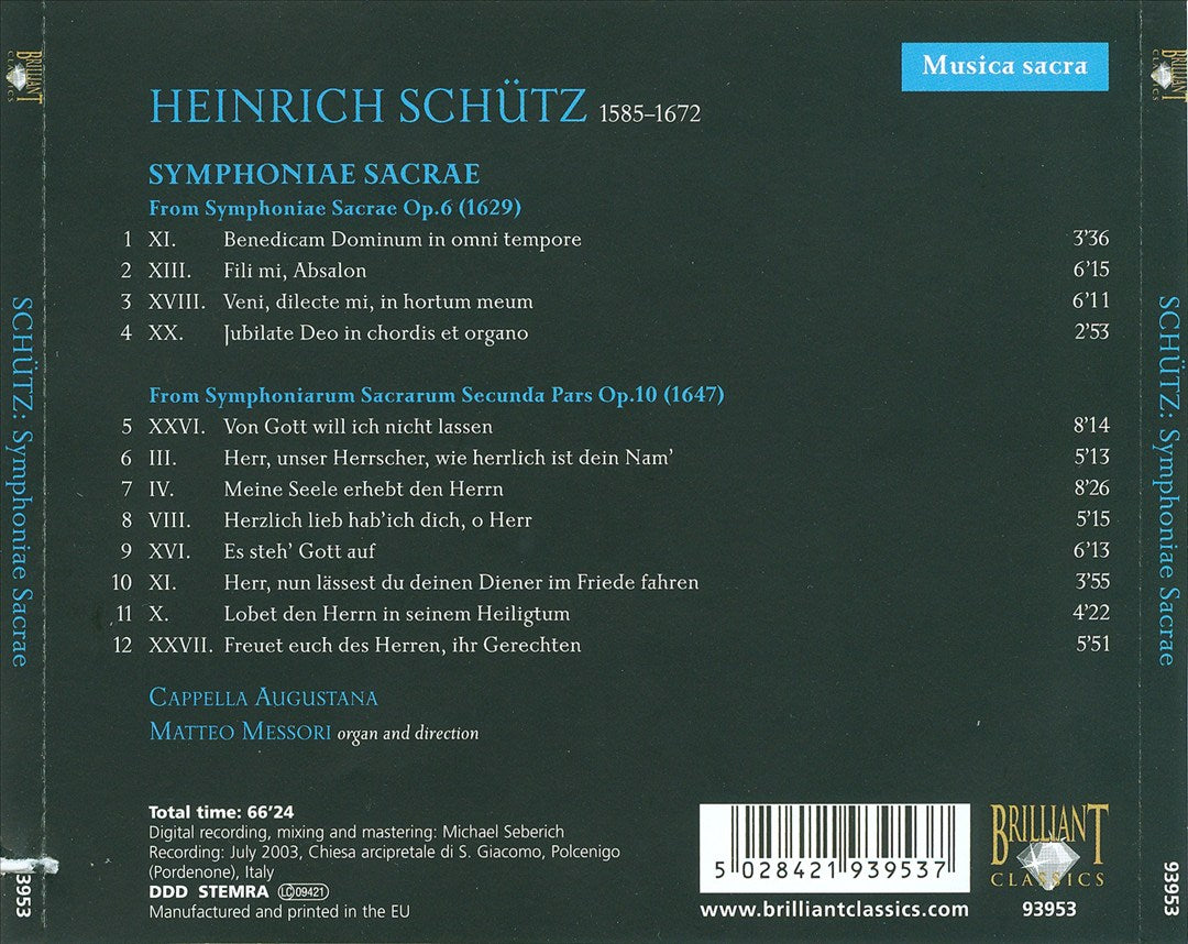 Schütz: Symphoniae Sacrae cover art