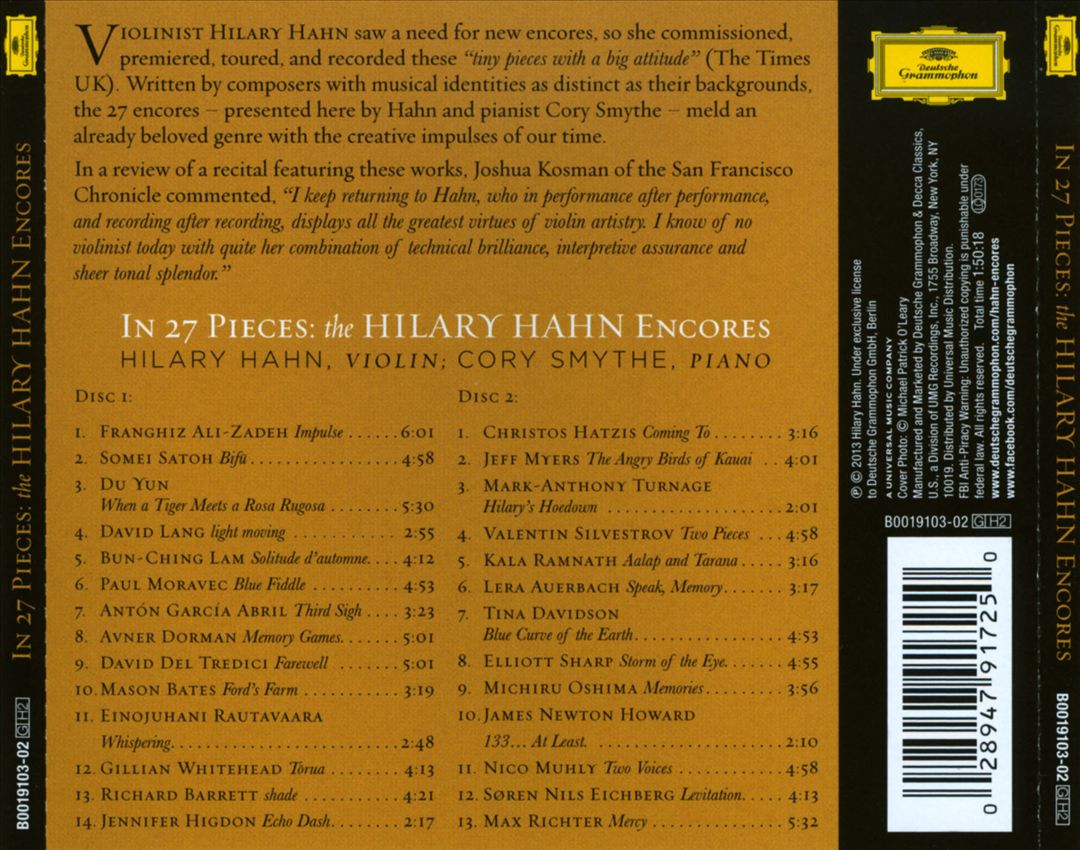 In 27 Pieces: The Hilary Hahn Encores cover art