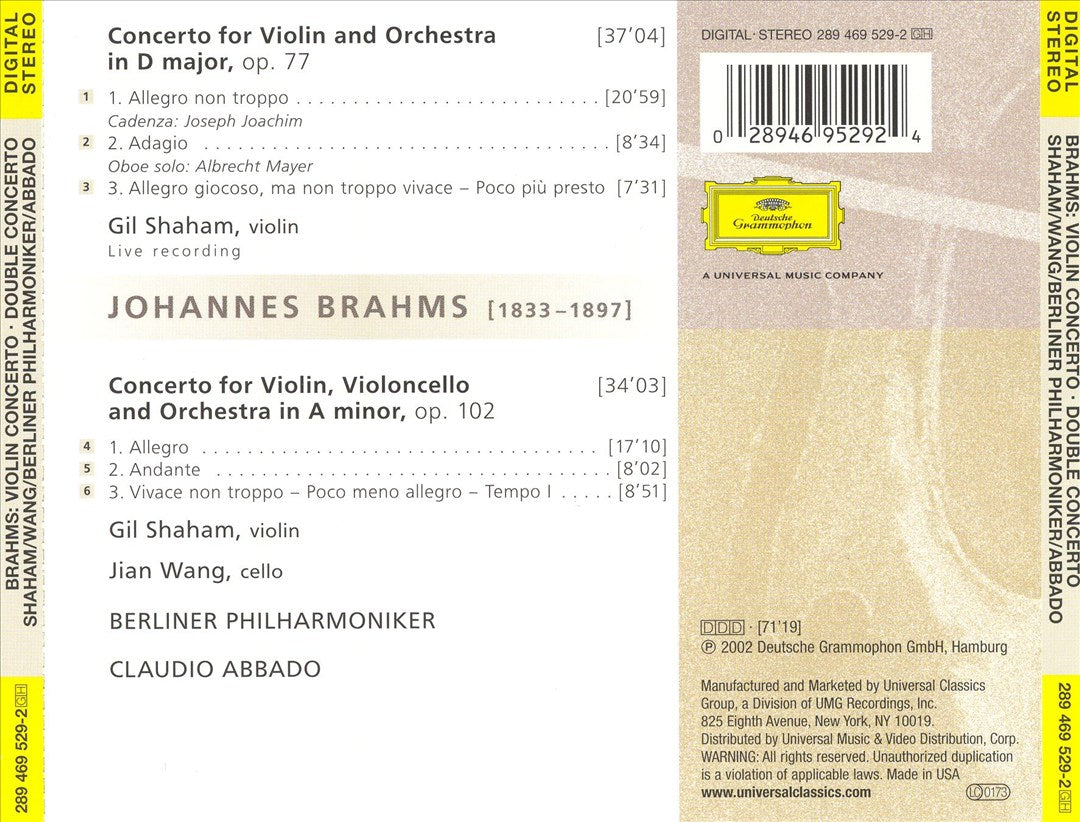 Brahms: Violin Concerto; Double Concerto cover art