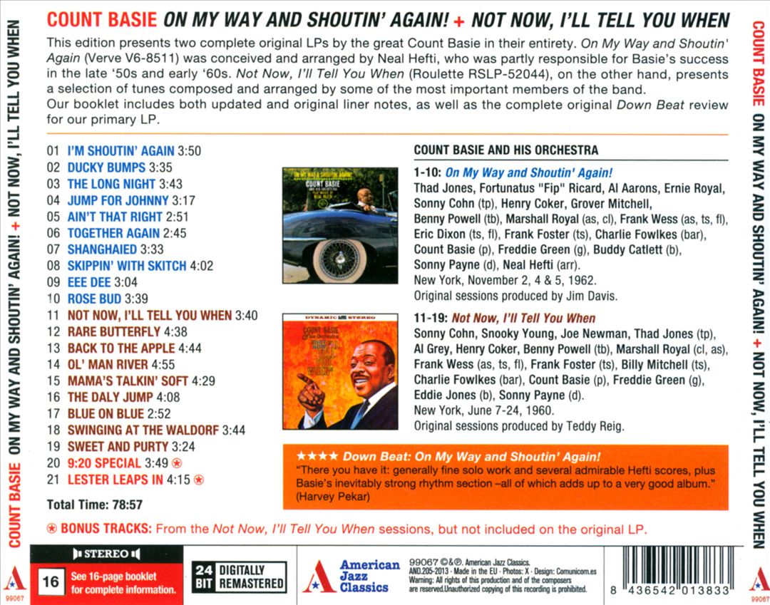 On My Way and Shoutin' Again!/Not Now, I'll Tell You When cover art