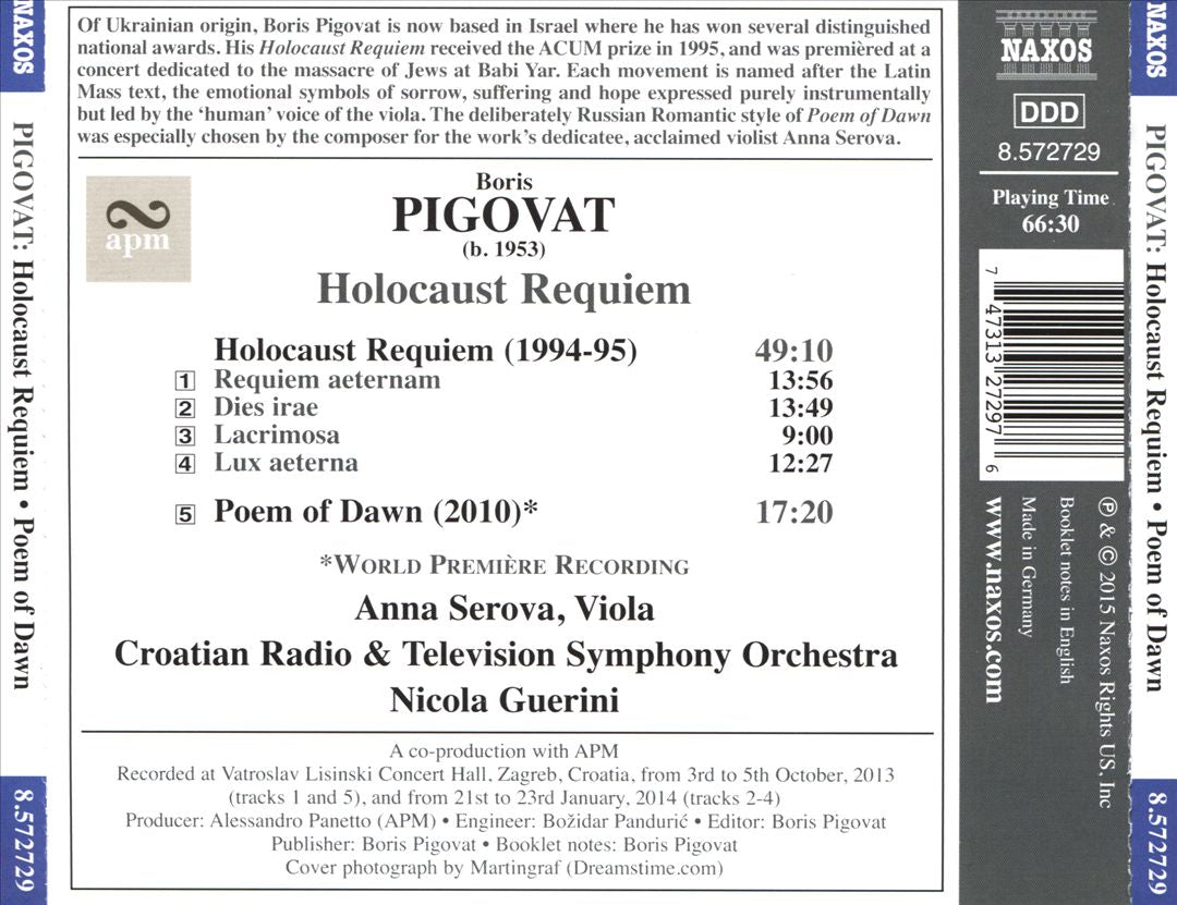 Boris Pigovat: Holocaust Requiem; Poem of Daw3n cover art