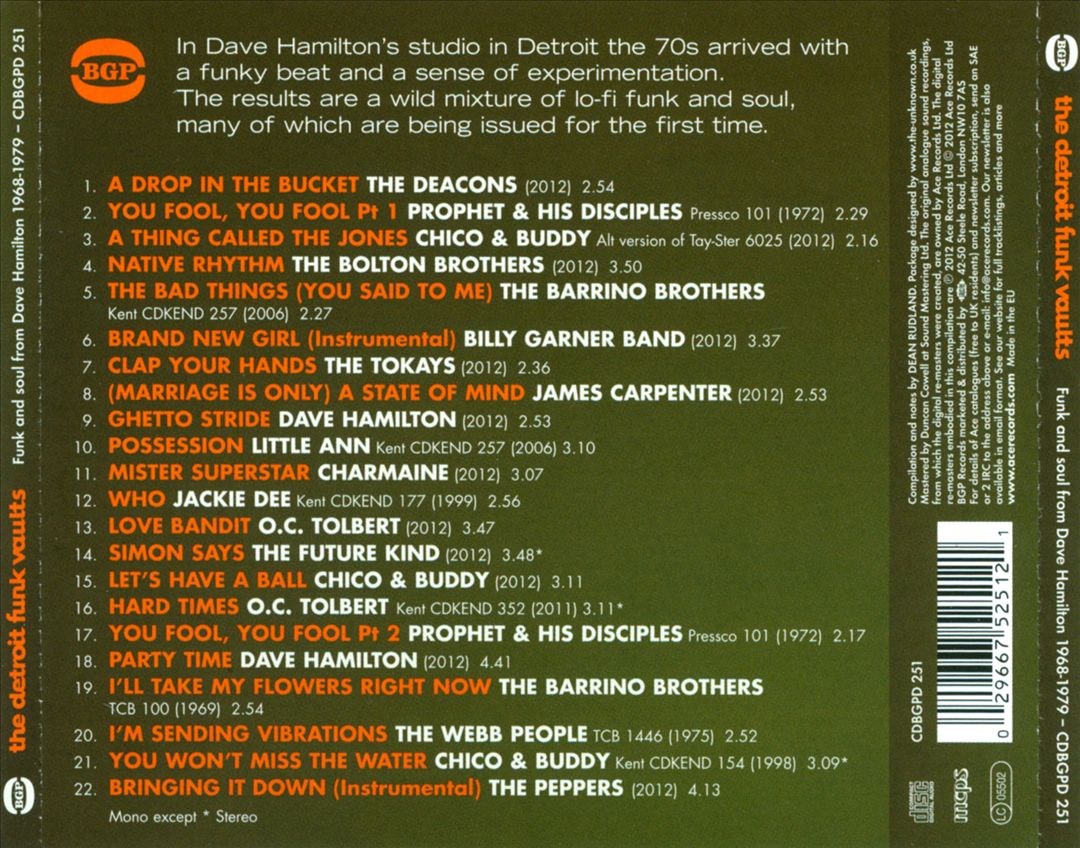 Detroit Funk Vaults: Funk and Soul from Dave Hamilton 1968-1979 cover art