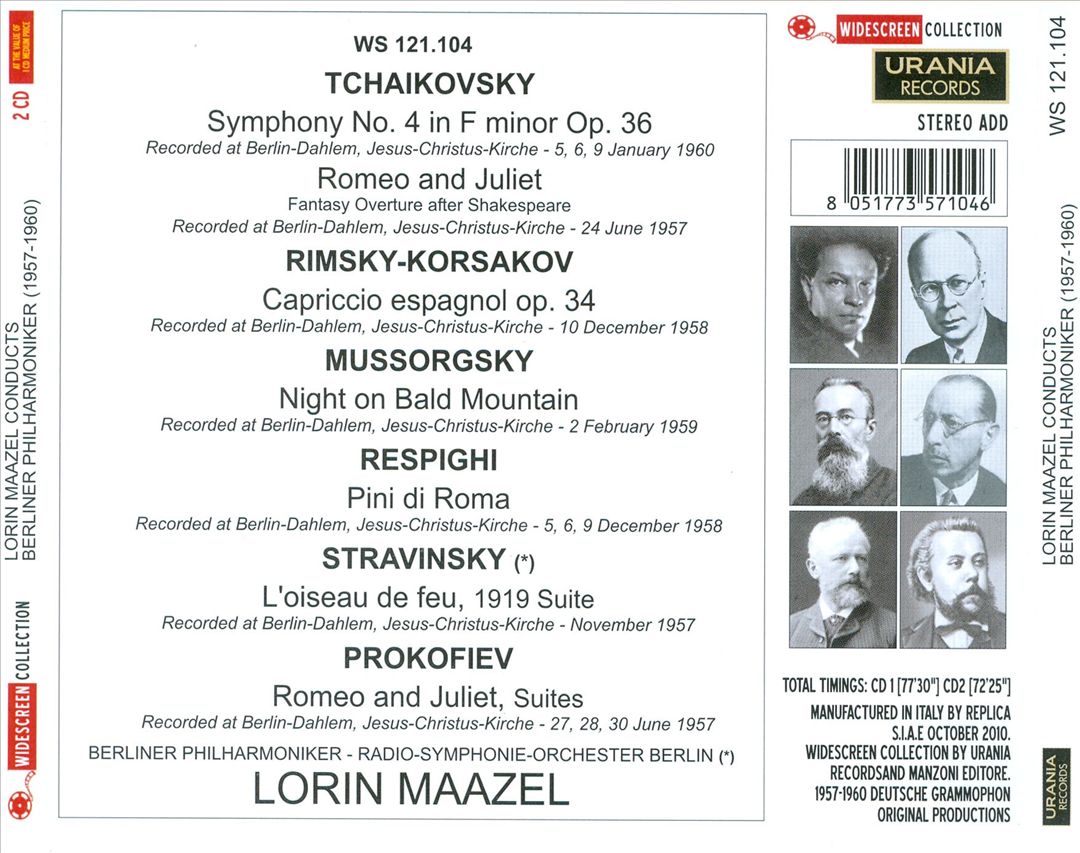 Tchaikovsky: Symphony No. 4 in F minor; Rimsky-Korsakov: Capriccio Espagnol; Respighi: Pines Rome cover art