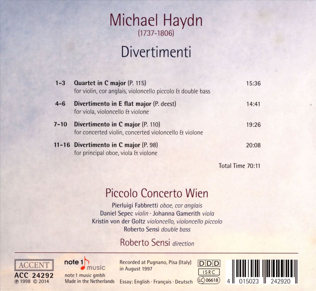 Michael Haydn: Divertimenti cover art