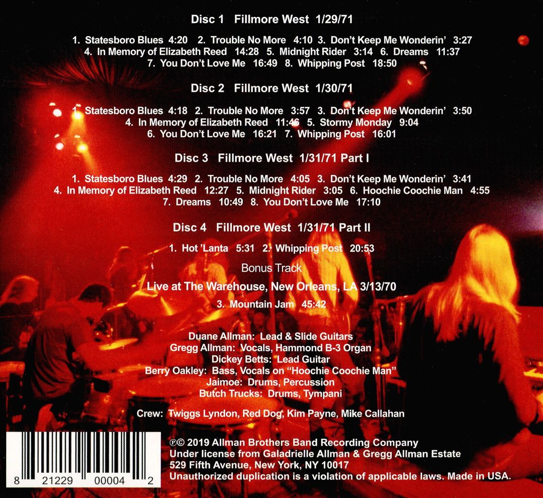 Fillmore West '71 cover art