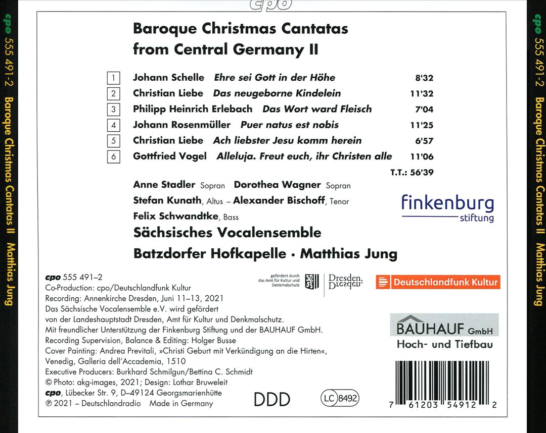 Ehre sei Gott in der Höhe: Baroque Christmas Cantatas from Central Germany II cover art