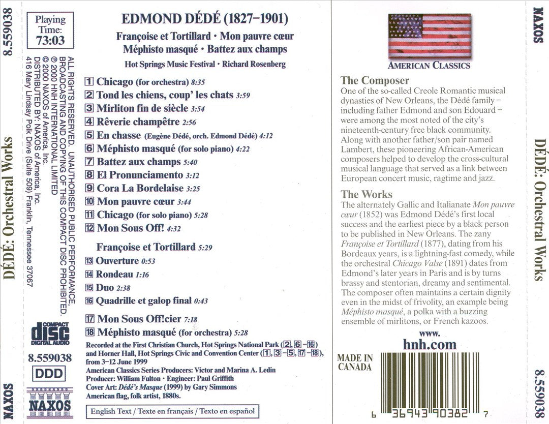 Edmond Dédé: Mon pauvre coeur; Françoise et Tortillard; Méphisto masqué; Battez aux champs; Chicago cover art