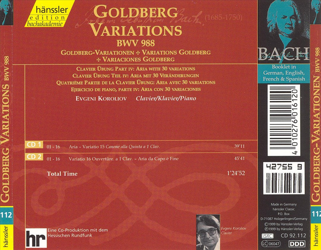 Bach: Goldberg Variations, BWV 988 cover art