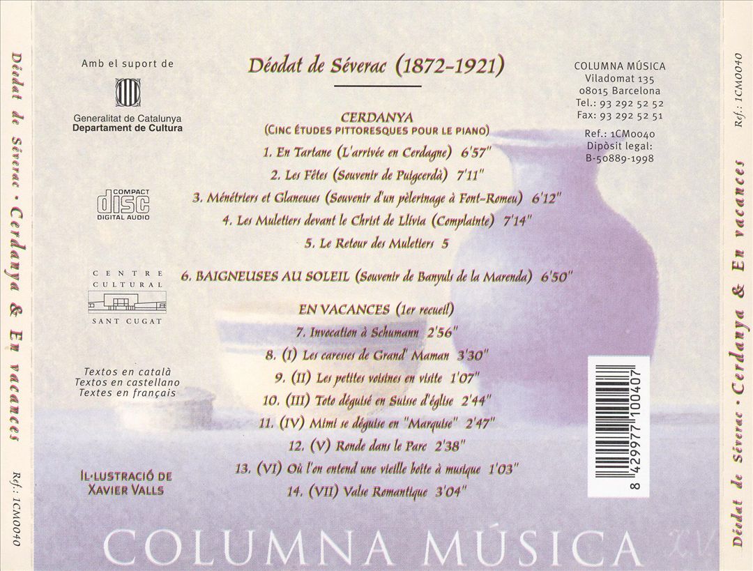 Déodat de Sévérac: Cerdagne Valley/On Holidays cover art