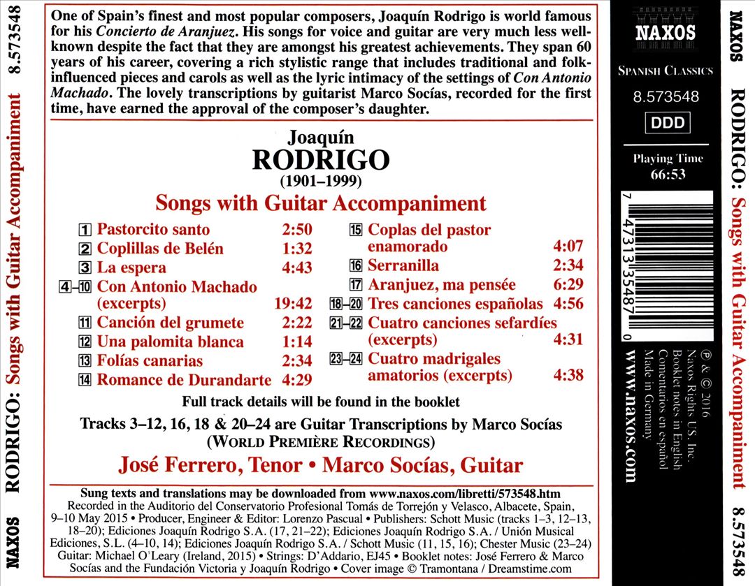 Rodrigo: Serranilla - Songs with Guitar Accompaniment cover art