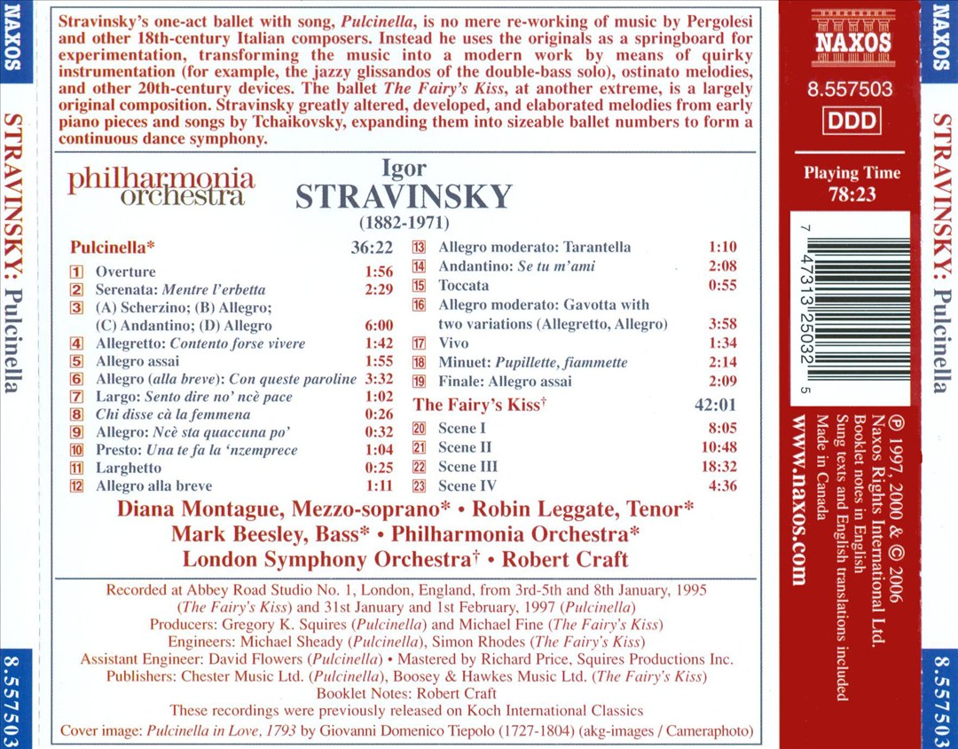 Stravinsky: Pulcinella; The Fairy's Kiss cover art