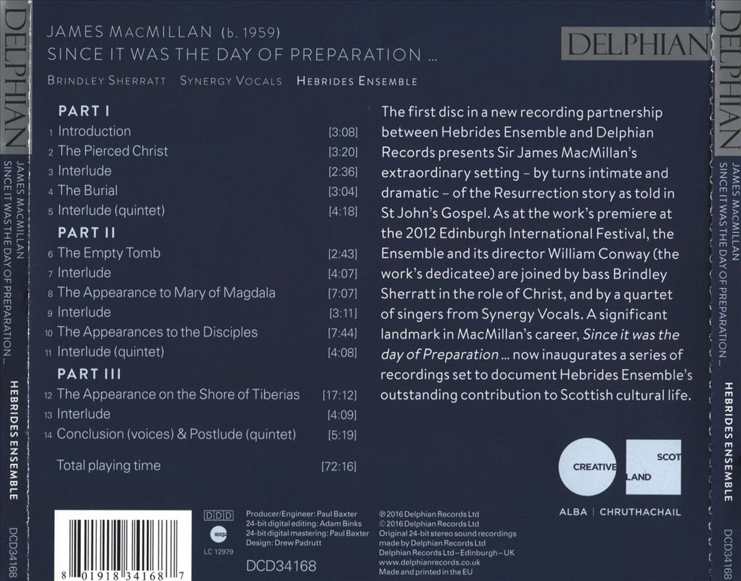 James MacMillan: Since it was the Day of Preparation cover art