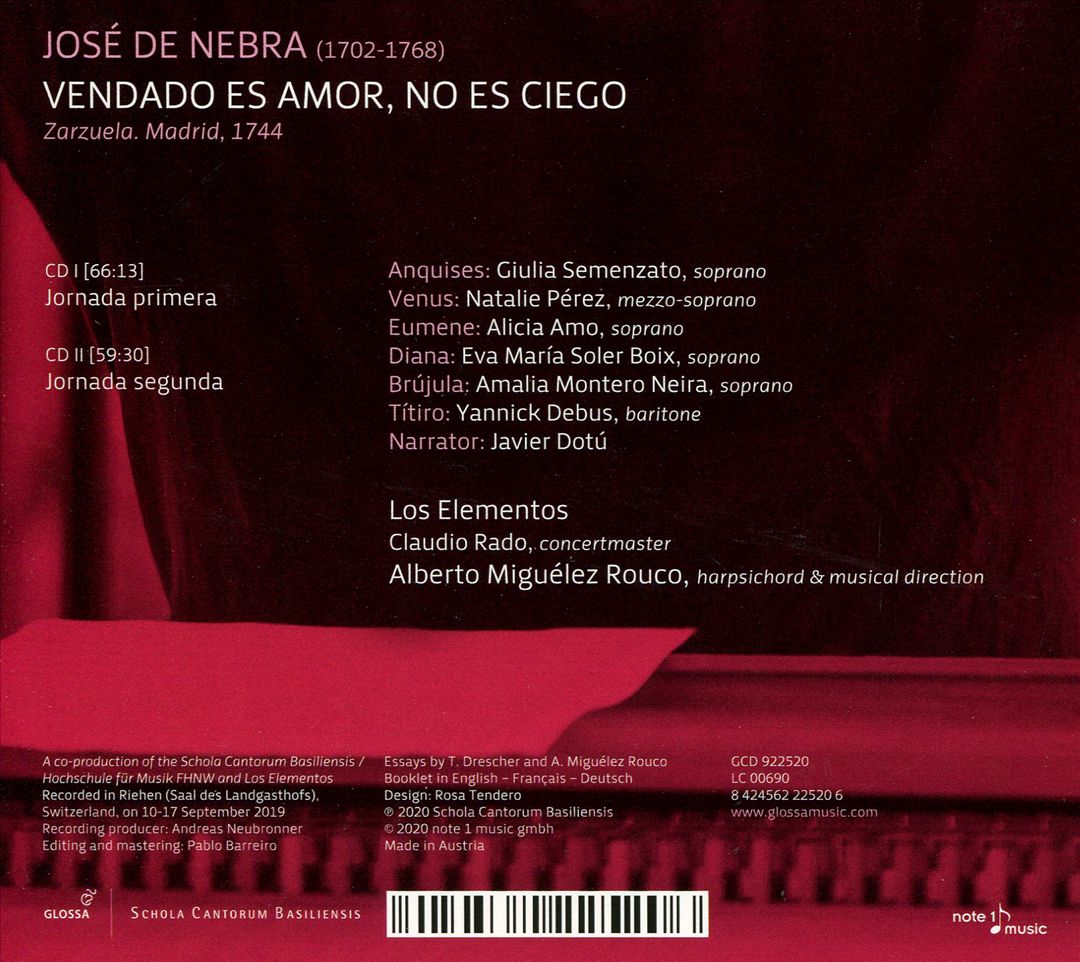 José de Nebra: Vendado es Amor, no es Ciego cover art