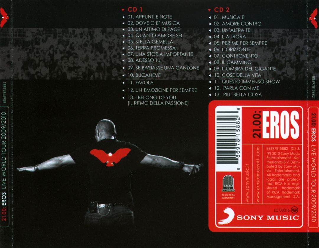21.00: Eros Live World Tour 2009/2010 cover art