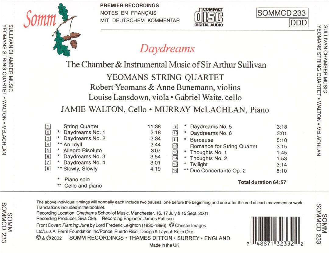 Daydreams: The Chamber and Instrumental Music of Arthur Sullivan cover art