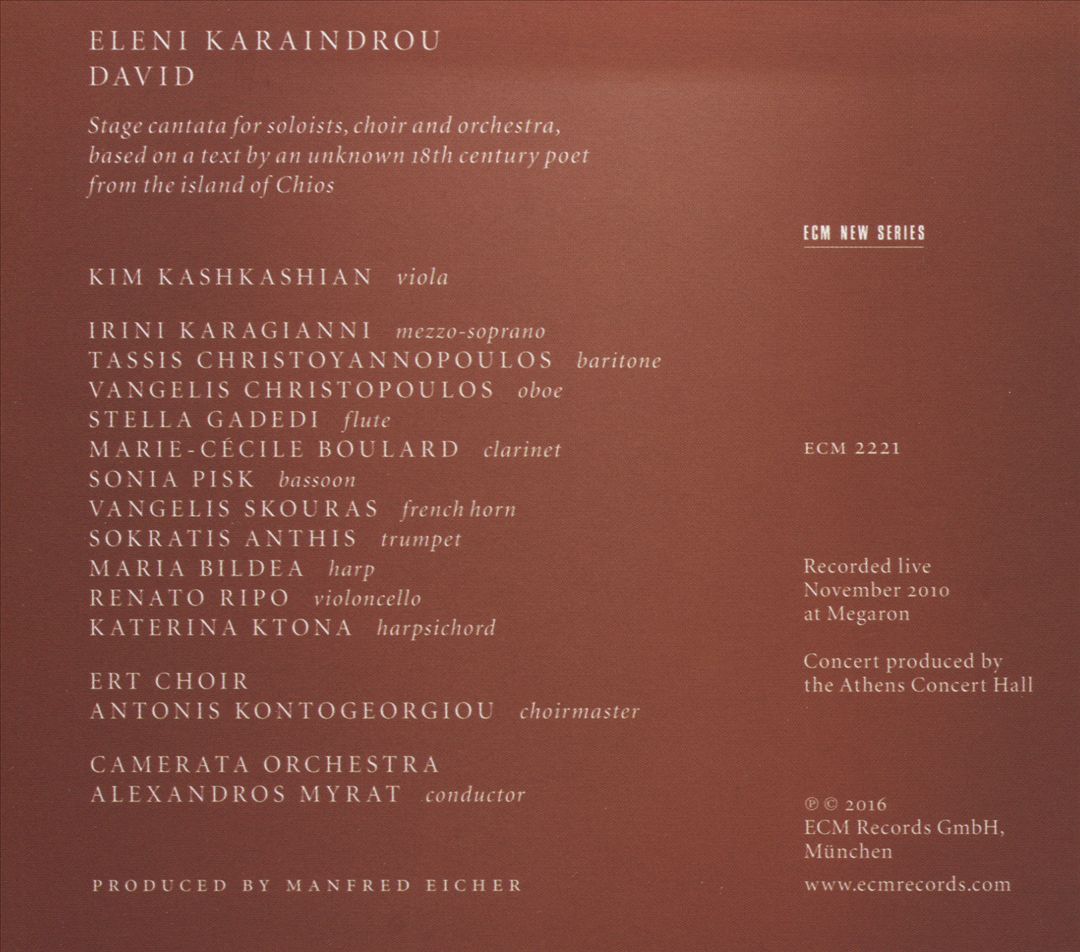 Eleni Karaindrou: David cover art