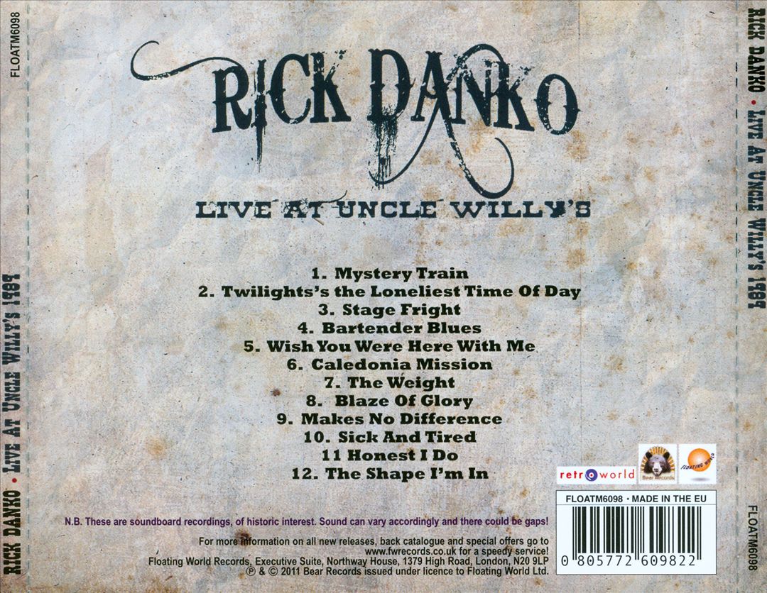 Live at Uncle Willy's 1989 cover art