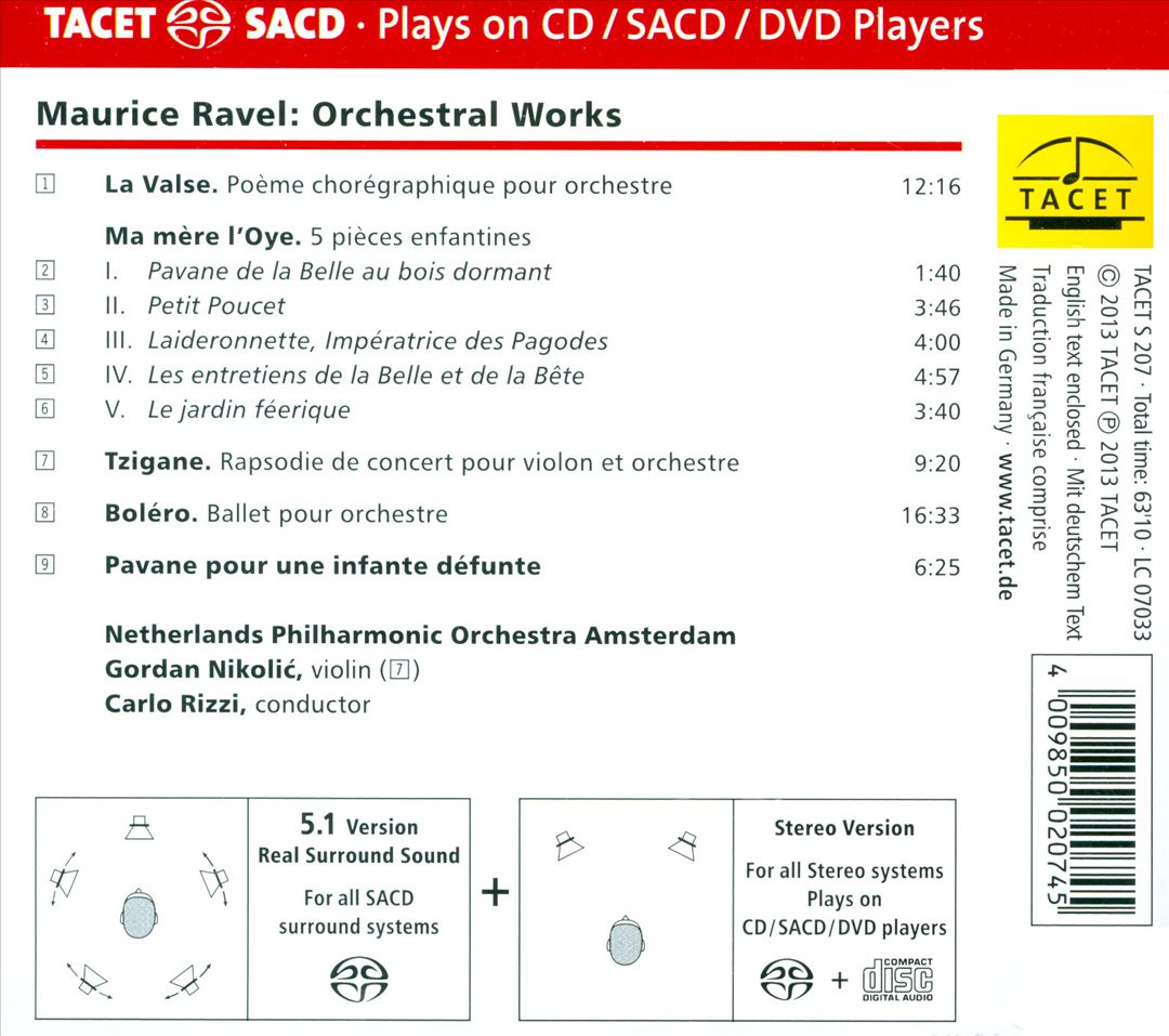 Maurice Ravel: La Valse; Ma Mère l'Oye; Tzigane; Boléro; Pavane cover art