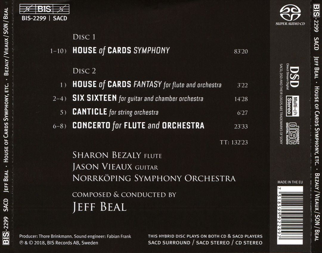 Jeff Beal: House of Cards Symphony; Flute Concerto; Six Sixteen; Canticle cover art