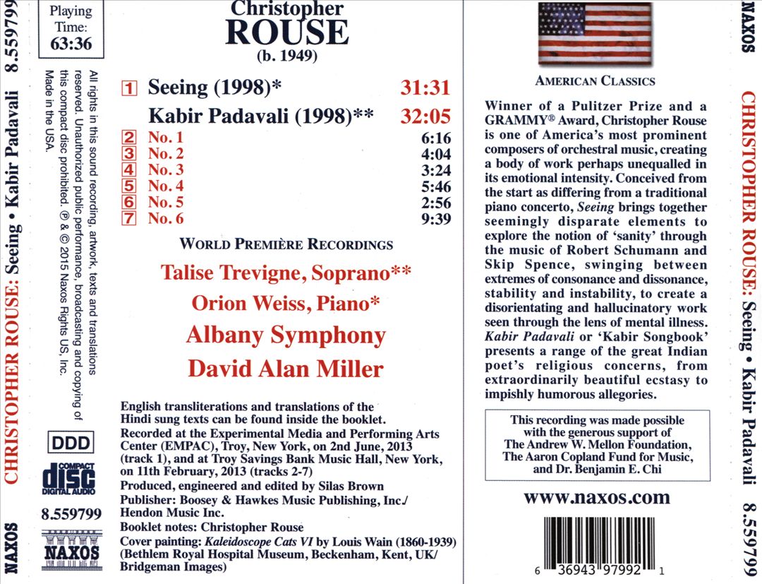 Christopher Rouse: Seeing; Kabir Padavali cover art