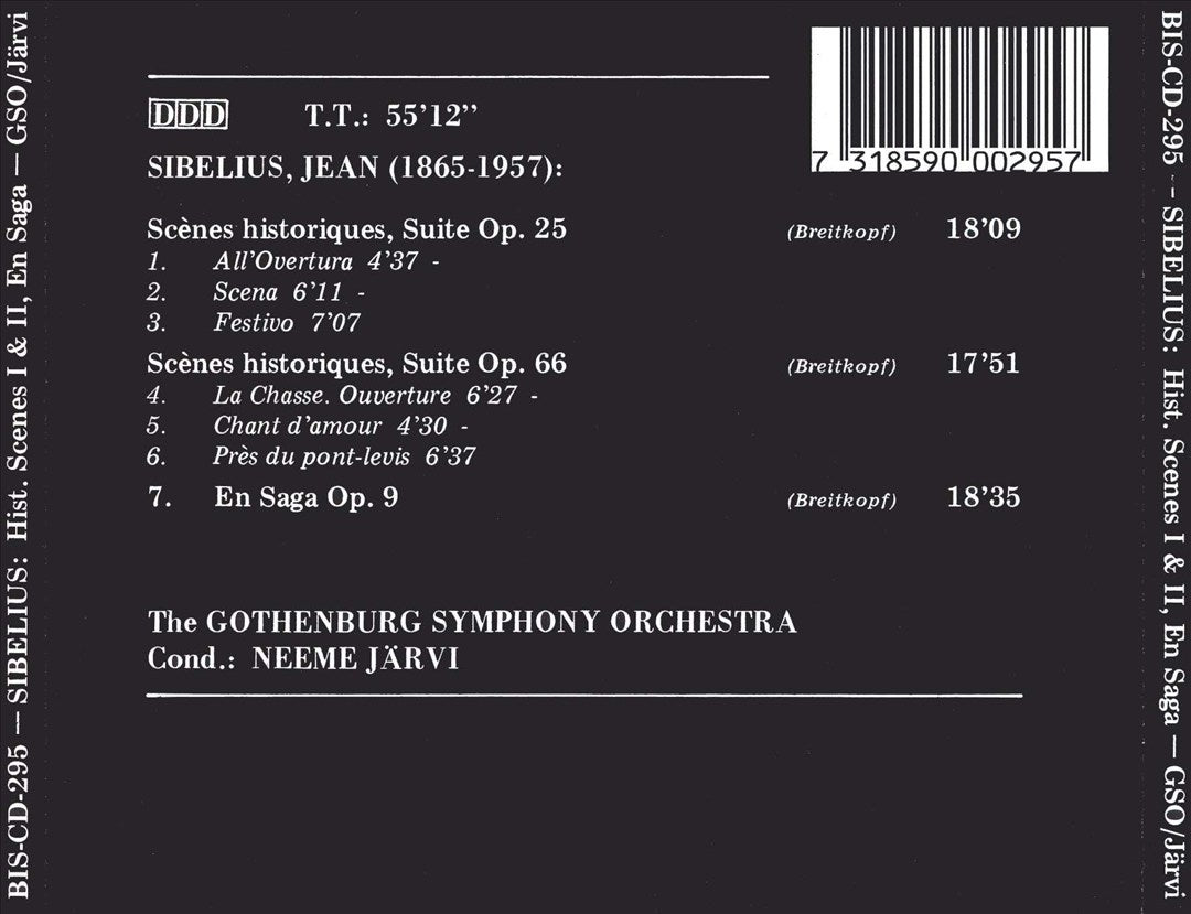 Jean Sibelius: Historical Scenes, Op. 25 & 66; En Saga, Op. 9 cover art