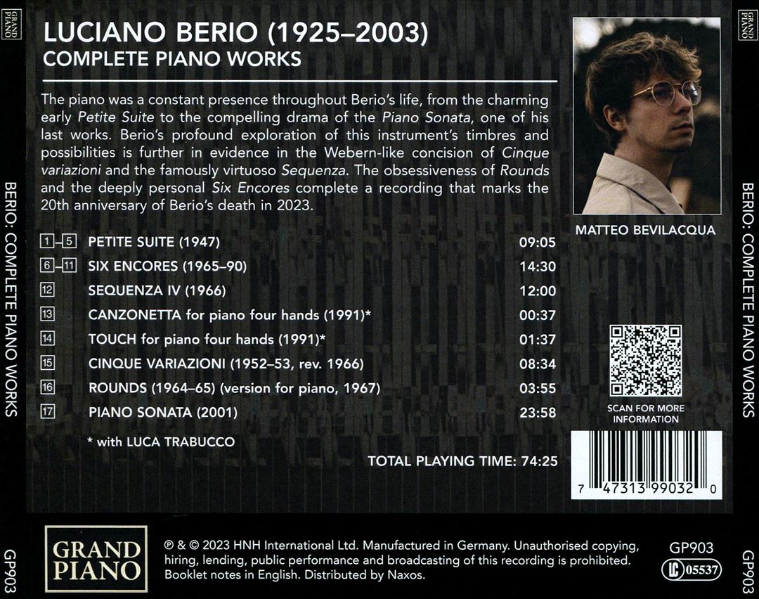 Berio: Complete Piano Works cover art
