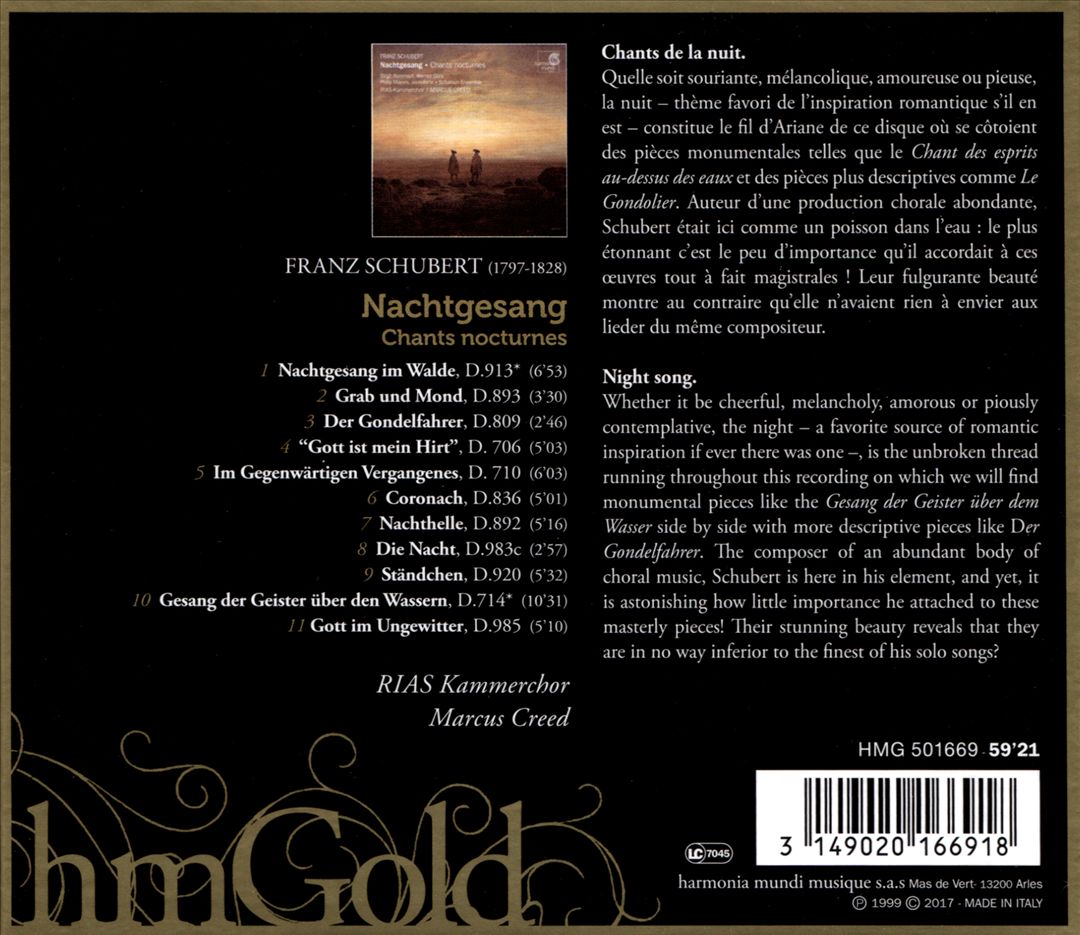 Schubert: Nachtgesang (Chants noctures) cover art