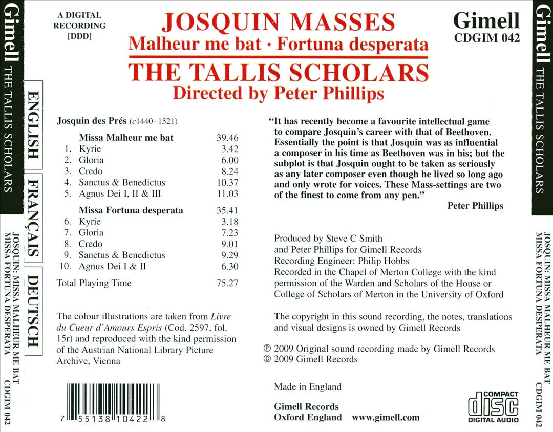 Josquin Desprez: Missa Malheur me bat; Missa Fortuna desperata cover art