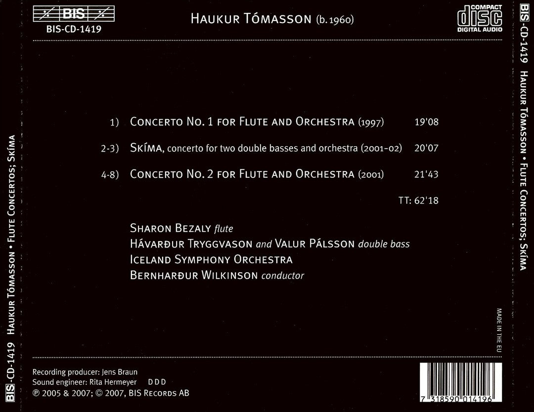 Haukur Tómasson: Flute Concertos Nos. 1 & 2; Skima cover art