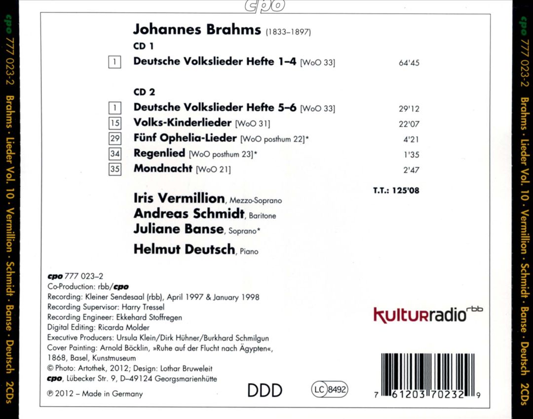 Johannes Brahms: Lieder - Complete Edition, Vol. 10 cover art