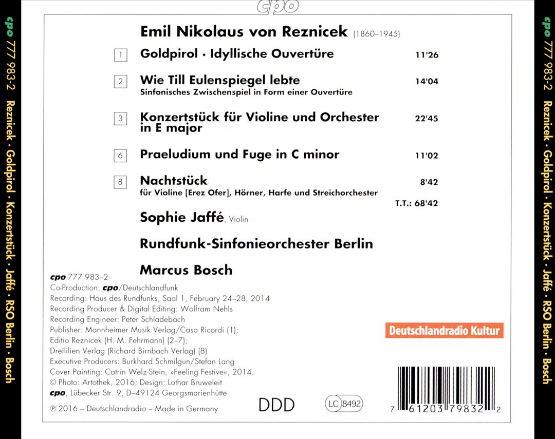 Emil Nikolaus von Reznicek: Konzertstück für Violine & Orchester; Goldpiroll; Till Eulenspiegel cover art