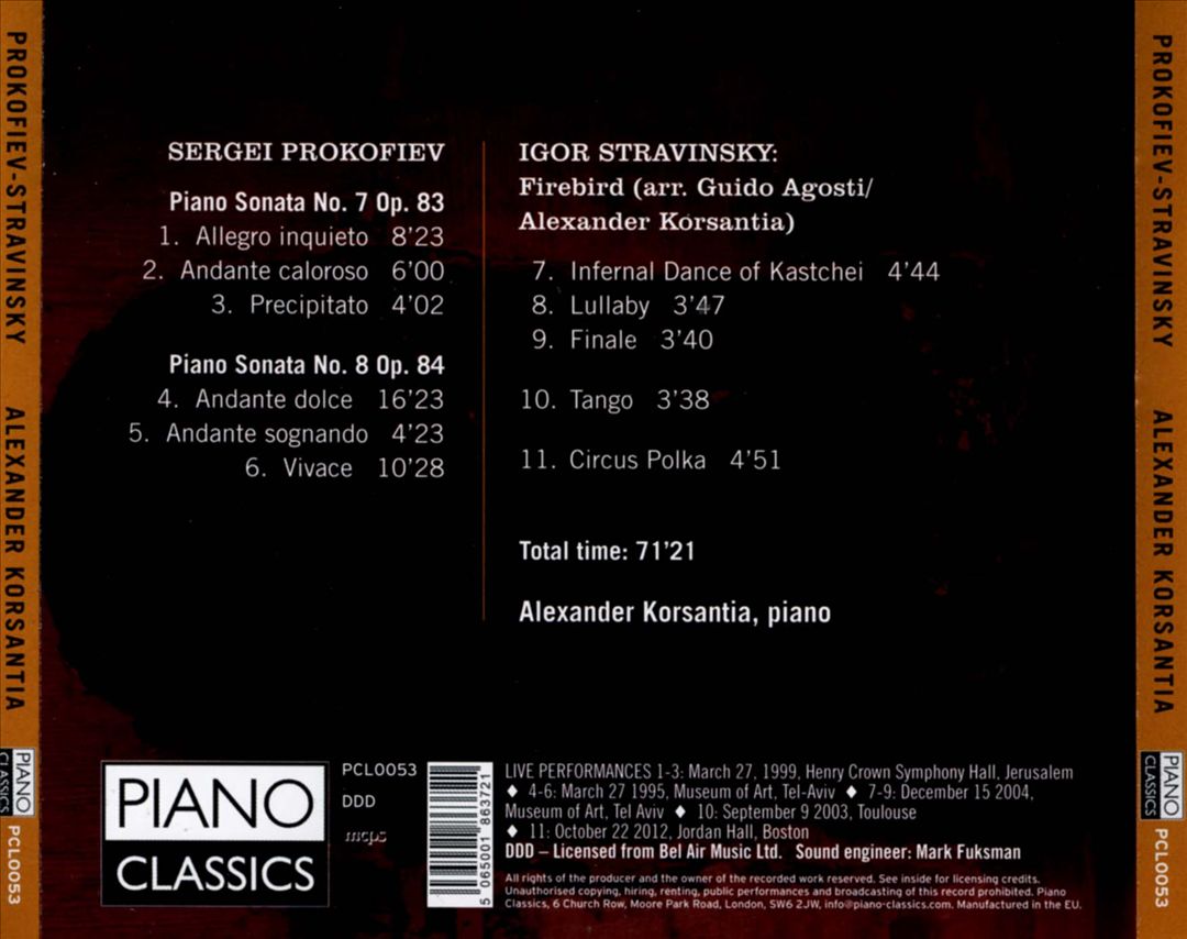 Prokofiev: Piano Sonatas 7 & 8; Stravinsky: Firebird cover art