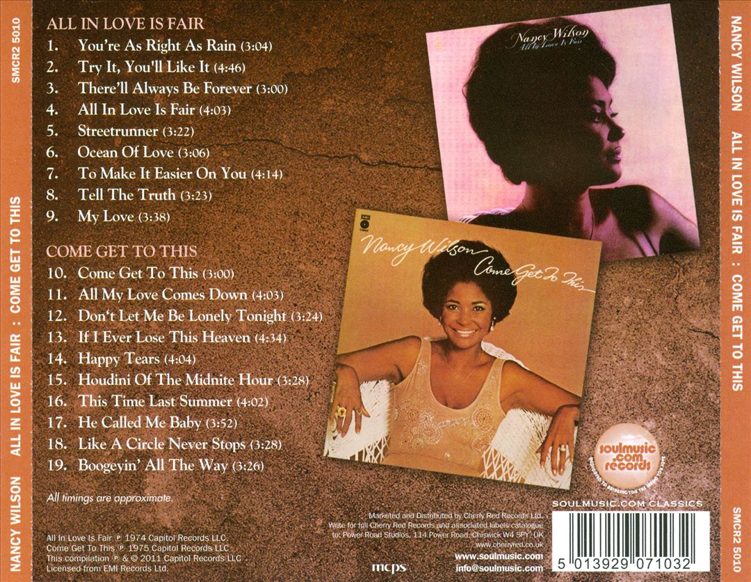 All in Love Is Fair/Come Get to This cover art