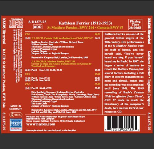 Bach: St. Matthew Passion cover art