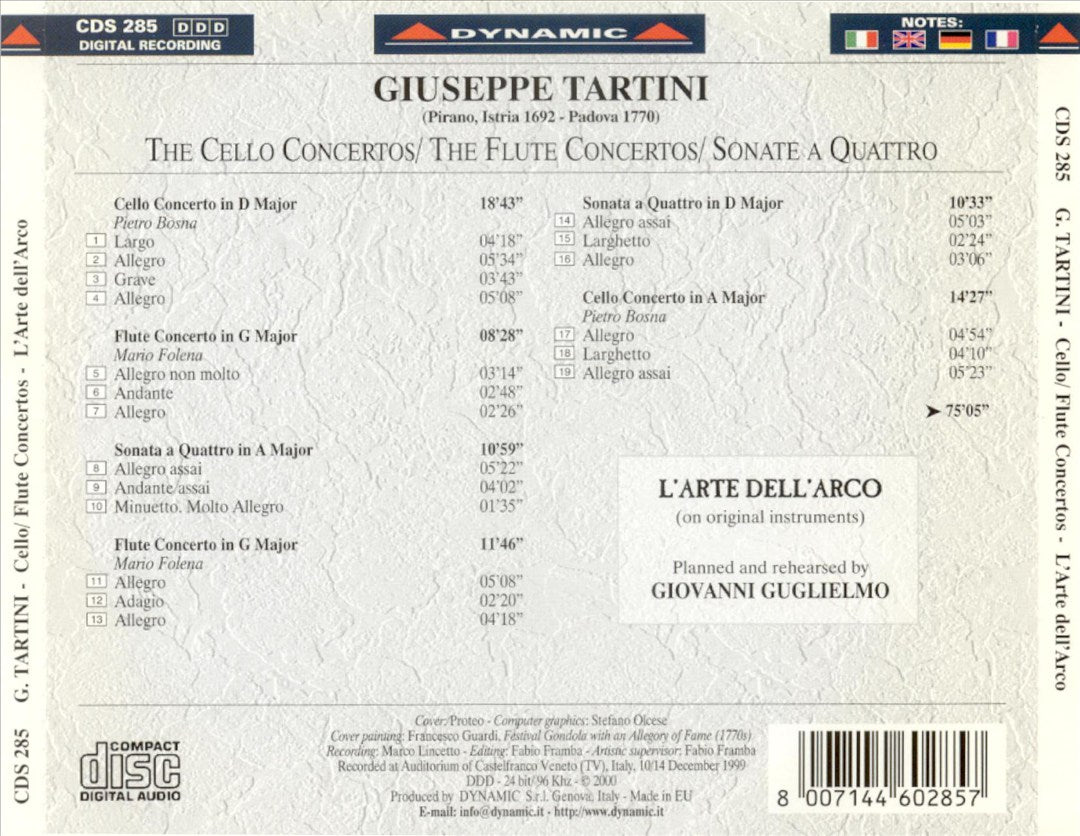 Giuseppe Tartini: The Cello Concertos; The Flute Concertos cover art