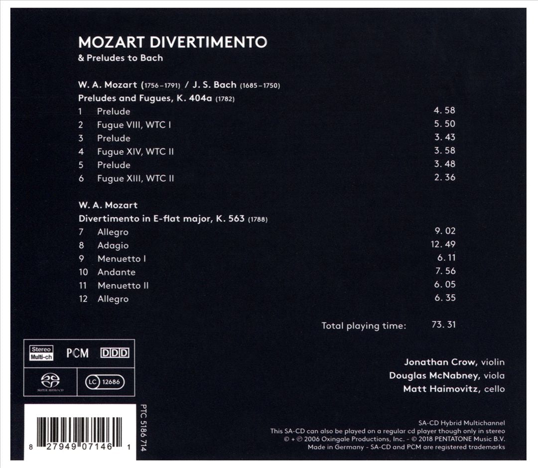 Mozart Divertimento & Preludes to Bach cover art