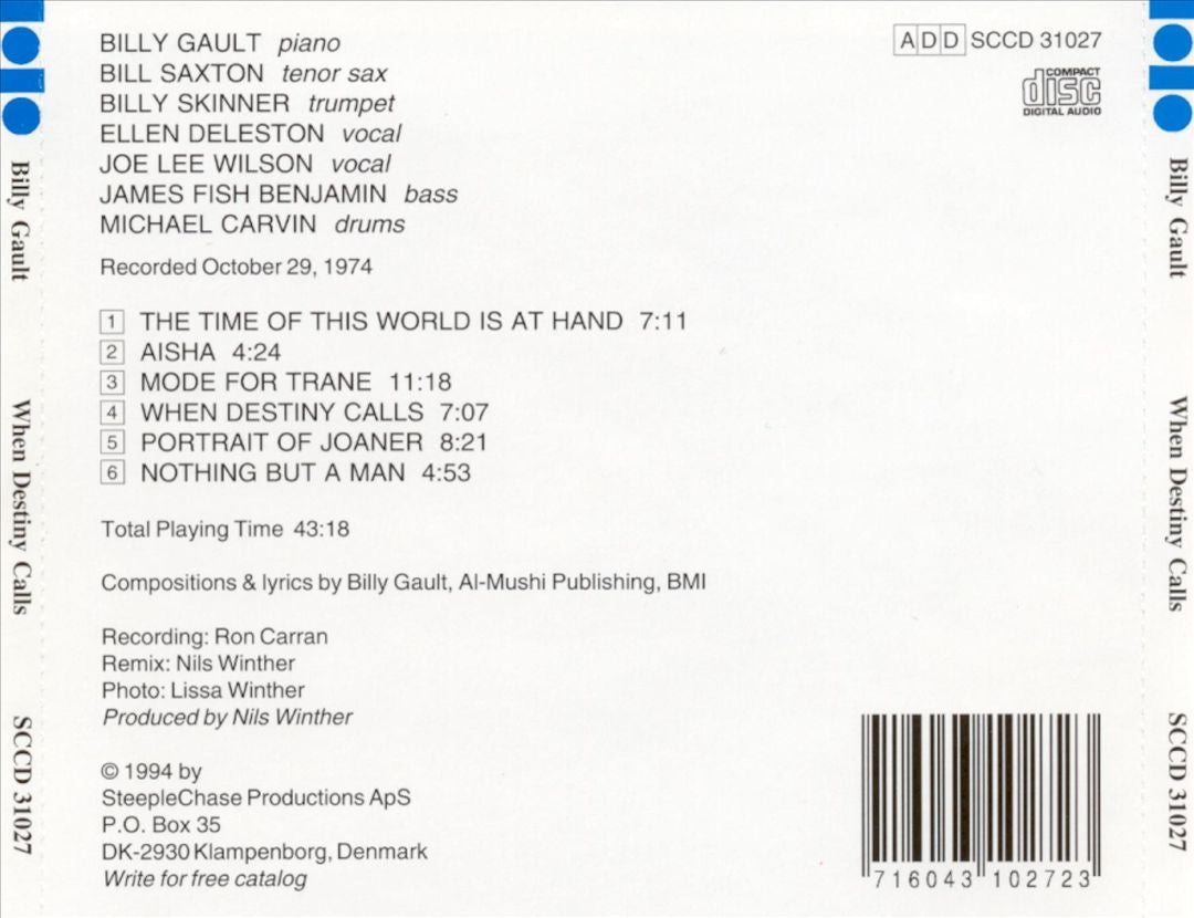 When Destiny Calls: The Music of Billy Gault cover art