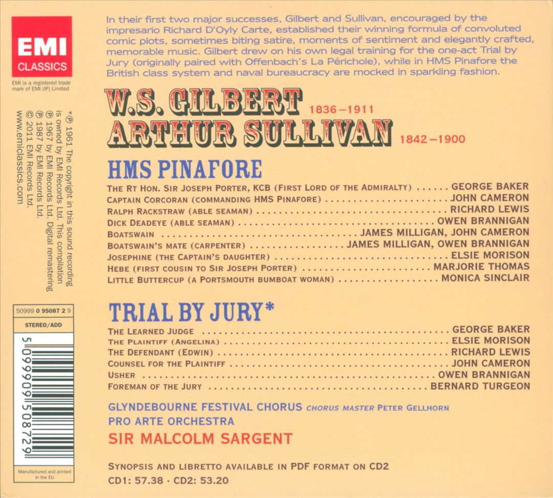 Gilbert & Sullivan: HMS Pinafore; Trial By Jury cover art