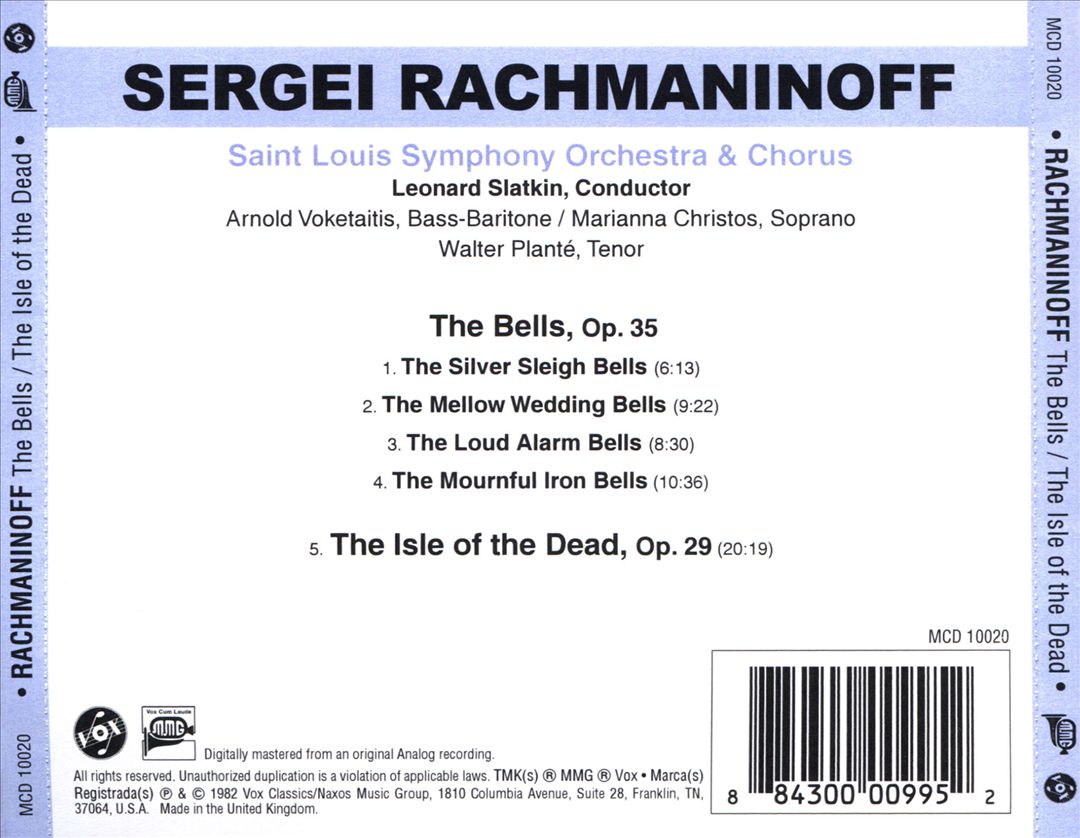 Rachmaninoff: The Bells, Op. 35; The Isle of the Dead, Op. 29 cover art