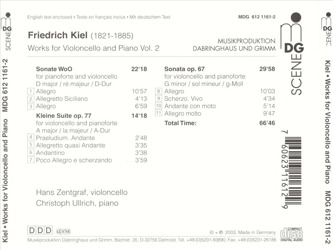 Friedrich Kiel: Works for Violincello and Piano, Vol. 2 cover art