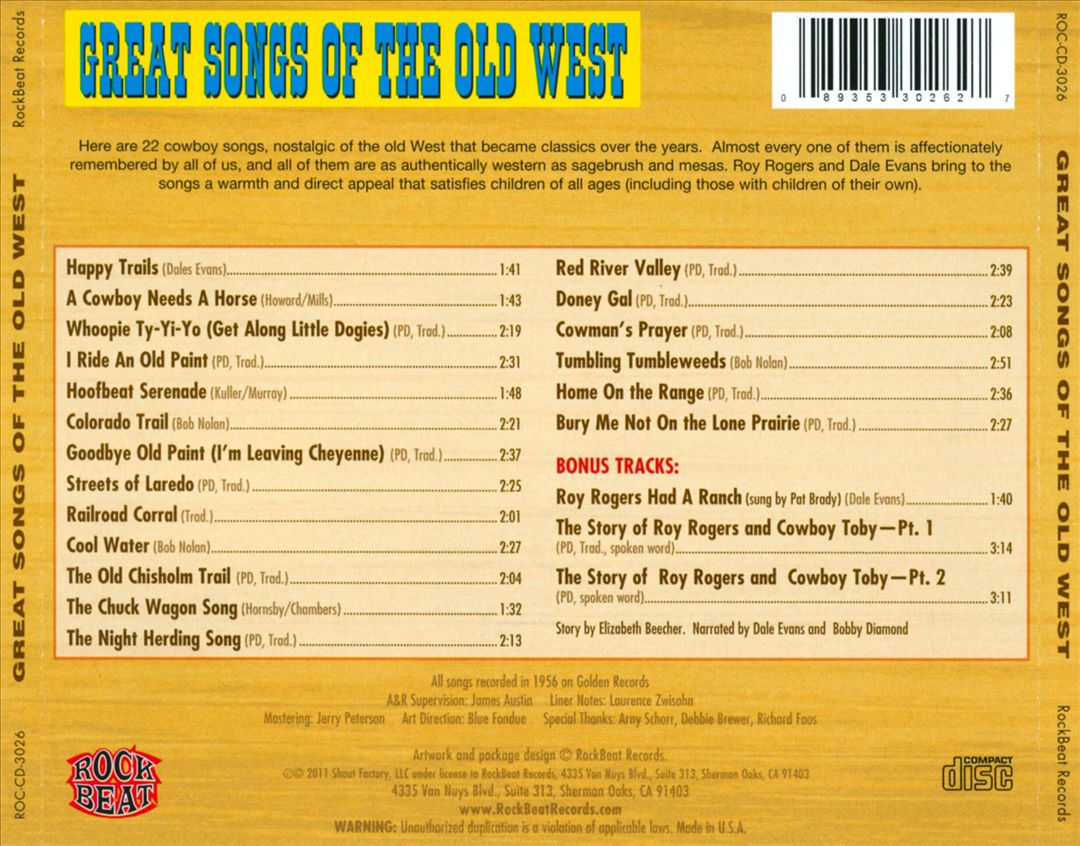 Great Songs of the Old West cover art