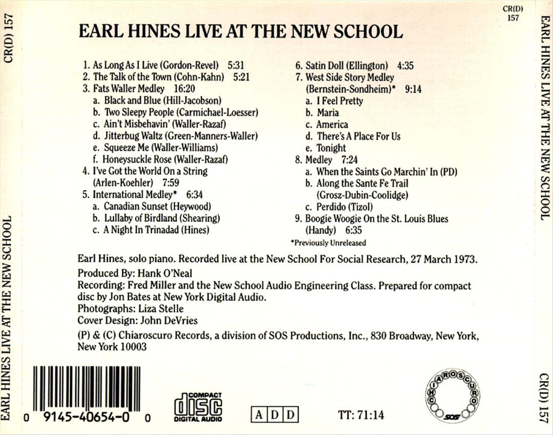Live at the New School cover art