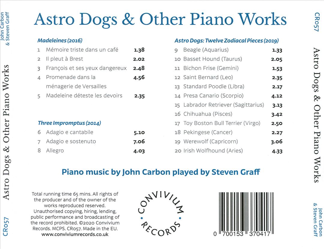 John Carbon: Astro Dogs & Other Piano Works cover art