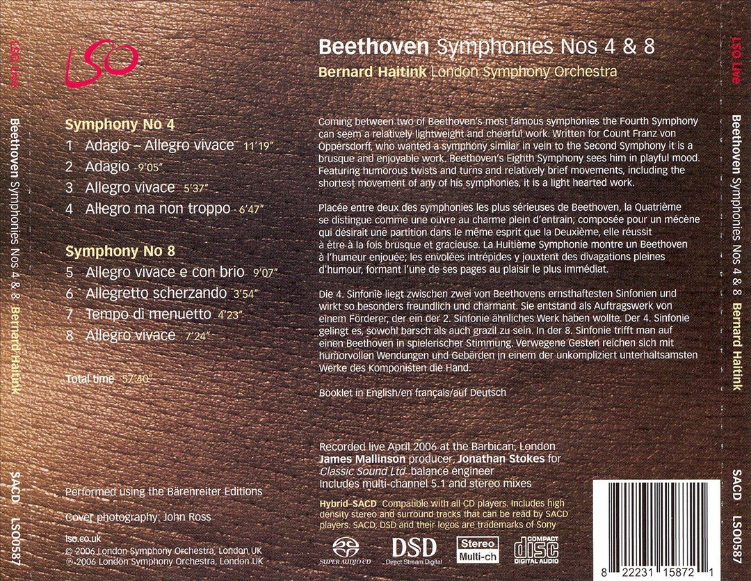 Beethoven: Symphonies Nos. 4 & 8 cover art