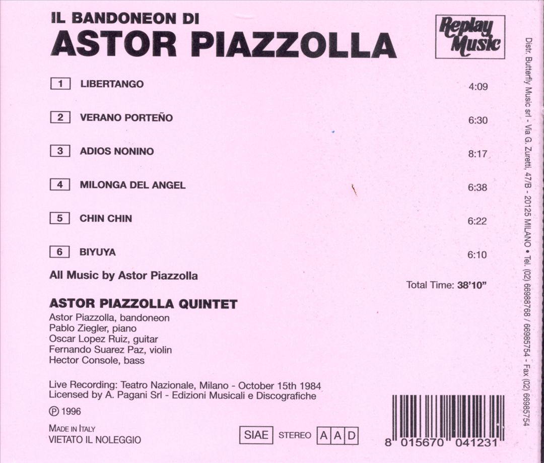 Bandoneon di Astor Piazzolla cover art