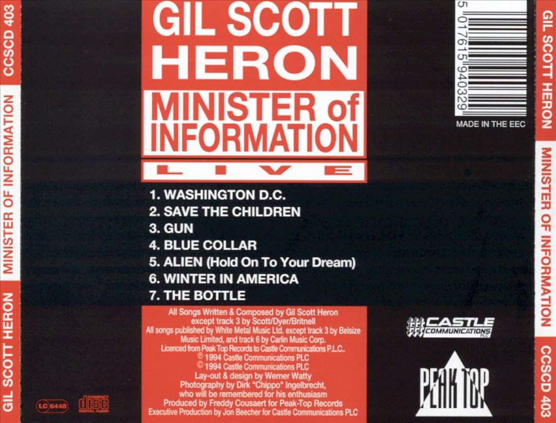 Minister of Information: Live cover art
