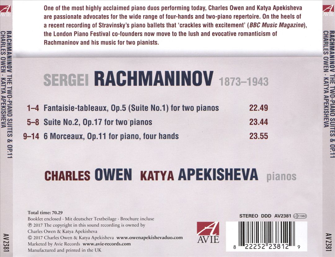 Rachmaninov: The Two-Piano Suites; Six Morceaux, Op. 11 cover art