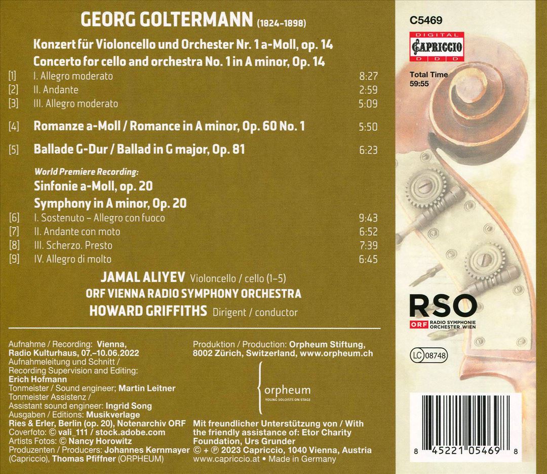 Georg Goltermann: Cello Concerto No. 1, Op. 14; Symphony Op. 20 cover art