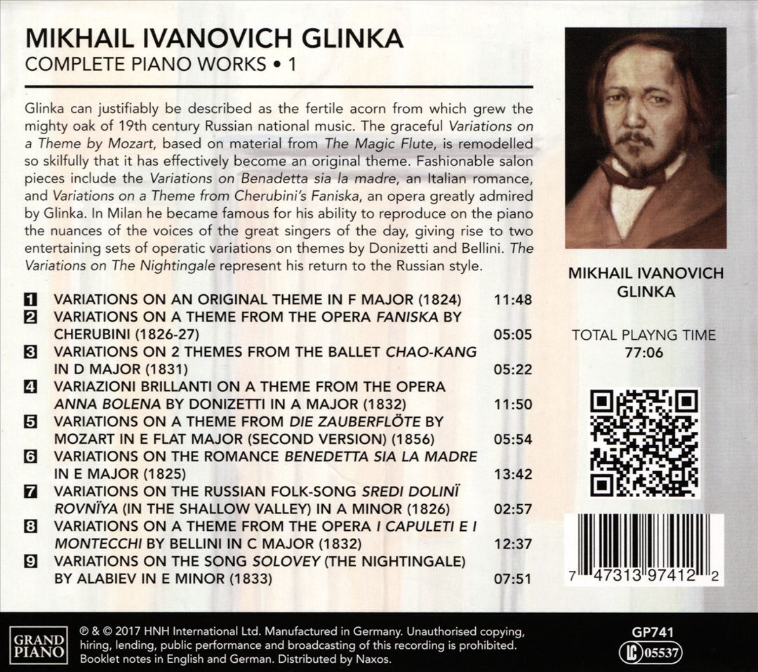 Glinka: Complete Piano Works, Vol. 1 - Variations cover art