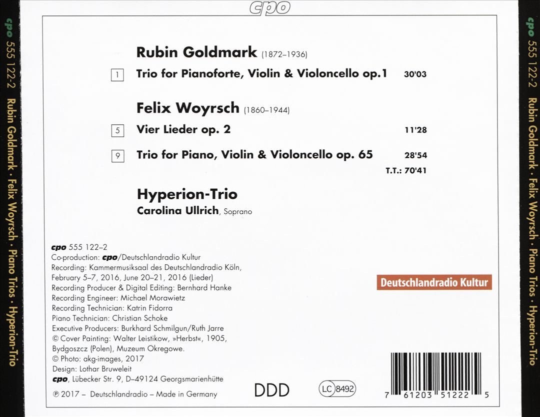 Felix Woyrsch: Piano Trio; Vier Lieder; Rubin Goldmark: Piano Trio cover art